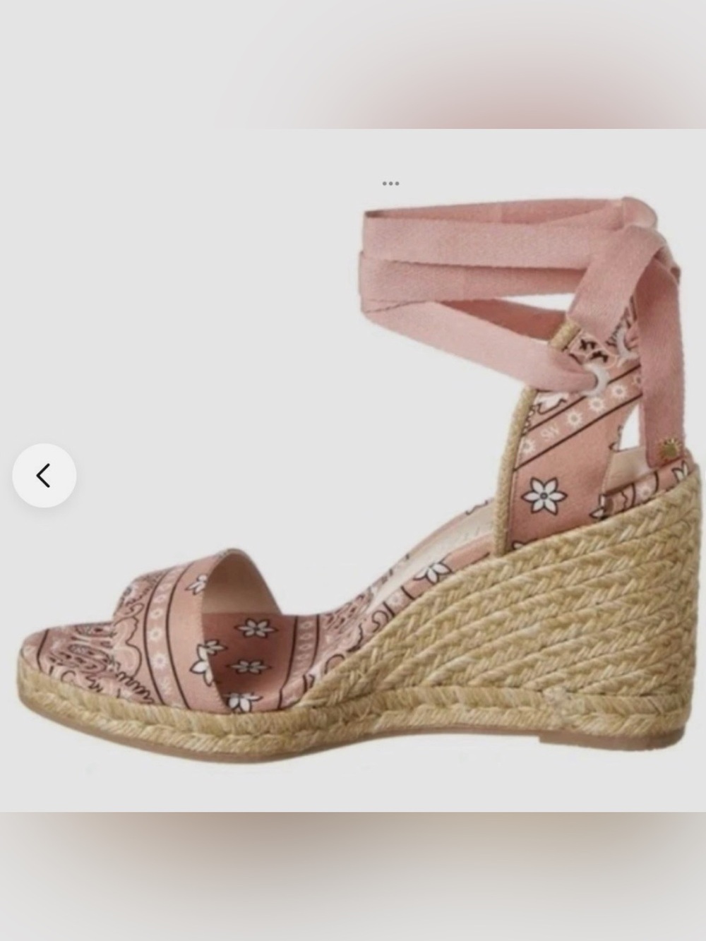 Stuart Weitzman Pink Floral Espadrille Wedge Sandals with Ankle Wrap